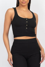 Load image into Gallery viewer, Buttons Scoop Neck Crop Top &amp; Biker Shorts Set
