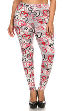 Load image into Gallery viewer, Plus Size Heart Print, Full Length Leggings In A Slim Fitting Style With A Banded High Waist
