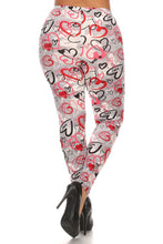 Load image into Gallery viewer, Plus Size Heart Print, Full Length Leggings In A Slim Fitting Style With A Banded High Waist
