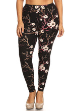 Load image into Gallery viewer, Plus Size Floral Print, Full Length Leggings In A Slim Fitting Style With A Banded High Waist
