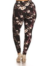 Load image into Gallery viewer, Plus Size Floral Print, Full Length Leggings In A Slim Fitting Style With A Banded High Waist
