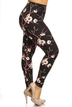 Load image into Gallery viewer, Plus Size Floral Print, Full Length Leggings In A Slim Fitting Style With A Banded High Waist
