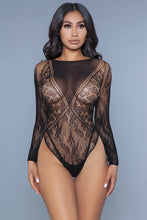 Load image into Gallery viewer, Heart Shape Detail With Floral Lace Bottom/sleeves Bodysuit
