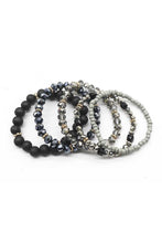 Load image into Gallery viewer, Wood Crystal Metal Bead Stretch Bracelet Set
