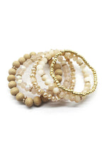 Load image into Gallery viewer, Wood Crystal Metal Bead Stretch Bracelet Set
