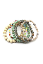 Load image into Gallery viewer, Wood Crystal Metal Bead Stretch Bracelet Set
