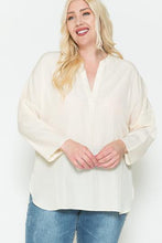 Load image into Gallery viewer, V Neck Mandarin Collar Oversized Satin Shirt
