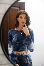 Load image into Gallery viewer, Multicolor Tie-dye Velvet Cropped Long Sleeve Top &amp; Bike Shorts Set
