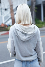 Load image into Gallery viewer, Belt &amp; Reversed Details Zip-up Hooded Sweater
