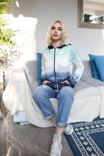 Load image into Gallery viewer, Feather &amp; Tie-dye Print Contrast Plaid Hood Sweater
