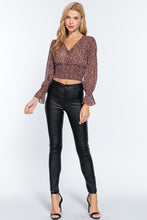 Load image into Gallery viewer, Long Slv Smocked Print Chiffon Top
