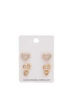 Load image into Gallery viewer, Pearl Triple Heart Earring Set
