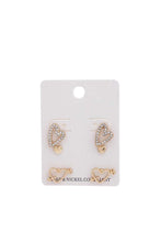 Load image into Gallery viewer, Slanted Rhinestone Heart Earring Set
