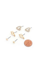 Load image into Gallery viewer, Slanted Rhinestone Heart Earring Set
