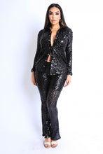 Load image into Gallery viewer, Sequin Button Down Shirt And Pant Set
