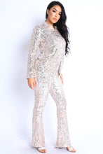 Load image into Gallery viewer, Sequin Button Down Shirt And Pant Set
