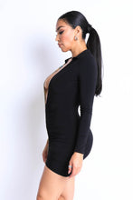 Load image into Gallery viewer, Colorblocked Deep V Collared Dress
