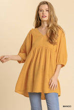 Load image into Gallery viewer, Gauze Slub V-neck Frayed Edge Detail Tunic Dress
