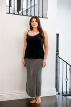 Load image into Gallery viewer, Plus Black Striped V-neck Top &amp; Maxi Skirt Set
