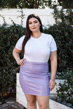Load image into Gallery viewer, Plus Lavender Faux Leather High Waist Mini Skirt

