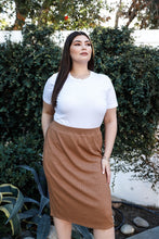 Load image into Gallery viewer, Plus Tan Ribbed Midi Skirt
