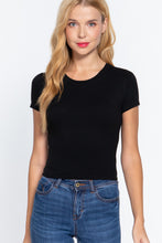 Load image into Gallery viewer, Short Slv Crew Neck Rib Crop Top
