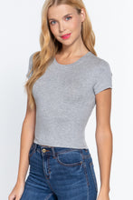 Load image into Gallery viewer, Short Slv Crew Neck Rib Crop Top
