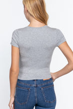 Load image into Gallery viewer, Short Slv Crew Neck Rib Crop Top
