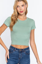 Load image into Gallery viewer, Short Slv Crew Neck Rib Crop Top
