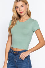 Load image into Gallery viewer, Short Slv Crew Neck Rib Crop Top
