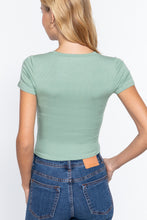 Load image into Gallery viewer, Short Slv Crew Neck Rib Crop Top
