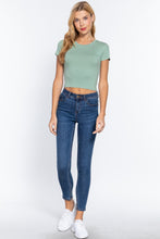 Load image into Gallery viewer, Short Slv Crew Neck Rib Crop Top
