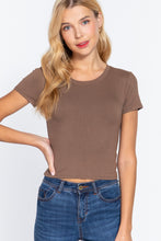 Load image into Gallery viewer, Short Slv Crew Neck Rib Crop Top
