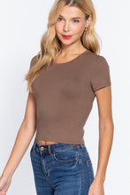Load image into Gallery viewer, Short Slv Crew Neck Rib Crop Top
