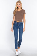 Load image into Gallery viewer, Short Slv Crew Neck Rib Crop Top

