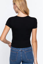 Load image into Gallery viewer, Short Slv Crew Neck Rib Crop Top
