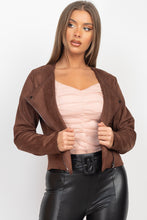 Load image into Gallery viewer, Cropped Zip-up Moto Suede Jacket
