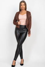 Load image into Gallery viewer, Cropped Zip-up Moto Suede Jacket
