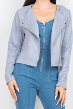 Load image into Gallery viewer, Cropped Zip-up Moto Suede Jacket

