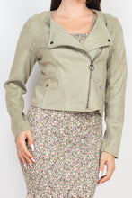 Load image into Gallery viewer, Cropped Zip-up Moto Suede Jacket
