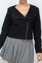 Load image into Gallery viewer, Cropped Zip-up Moto Suede Jacket

