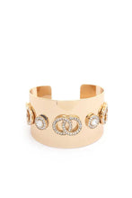 Load image into Gallery viewer, Circle Link Crystal Metal Cuff Bracelet
