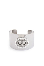 Load image into Gallery viewer, Double Link Rhinestone Pearl Metal Cuff Bracelet
