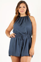 Load image into Gallery viewer, Plus Size Chambray, Sleeveless Romper
