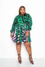Load image into Gallery viewer, Mini Tie Waist Dress With Contrast Animal Print
