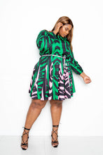 Load image into Gallery viewer, Mini Tie Waist Dress With Contrast Animal Print
