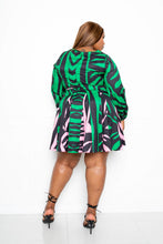 Load image into Gallery viewer, Mini Tie Waist Dress With Contrast Animal Print
