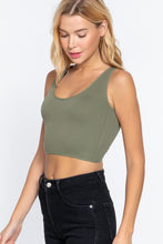 Load image into Gallery viewer, Sleeveless Scoop Neck Back Lace-up Detail Seamless Rib Knit Top
