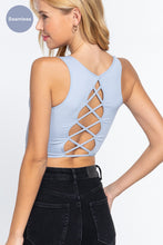 Load image into Gallery viewer, Sleeveless Scoop Neck Back Lace-up Detail Seamless Rib Knit Top
