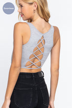 Load image into Gallery viewer, Sleeveless Scoop Neck Back Lace-up Detail Seamless Rib Knit Top
